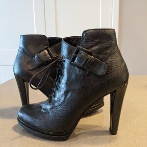 French Connection Lace Up Platform Booties - Black High Heel